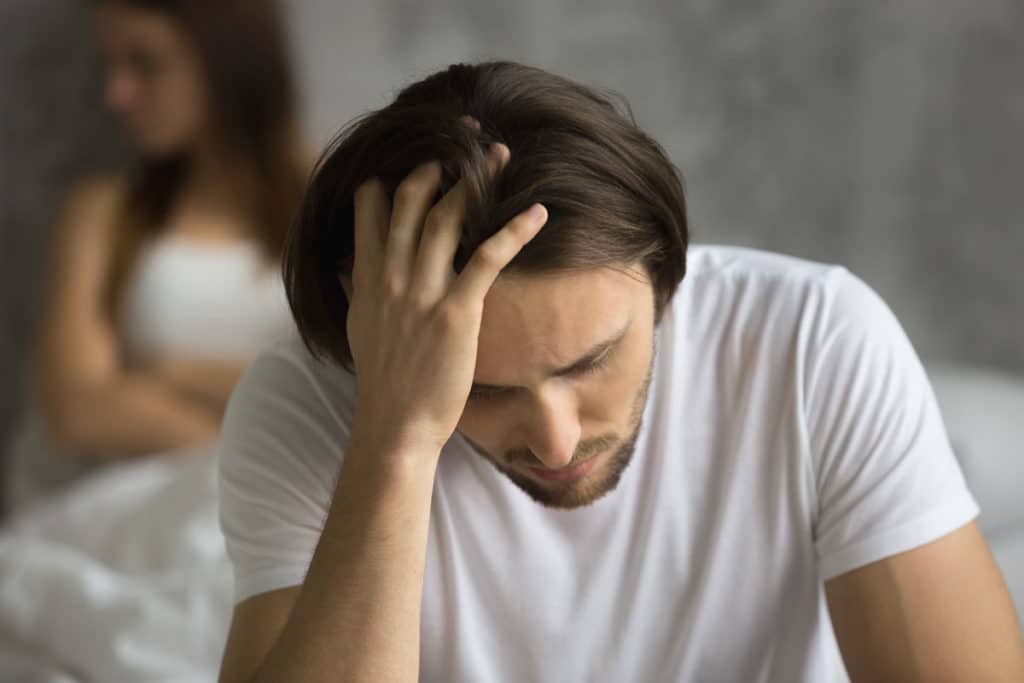 a young wife feel upset after a quarrel with her husband who has a drug use disorder