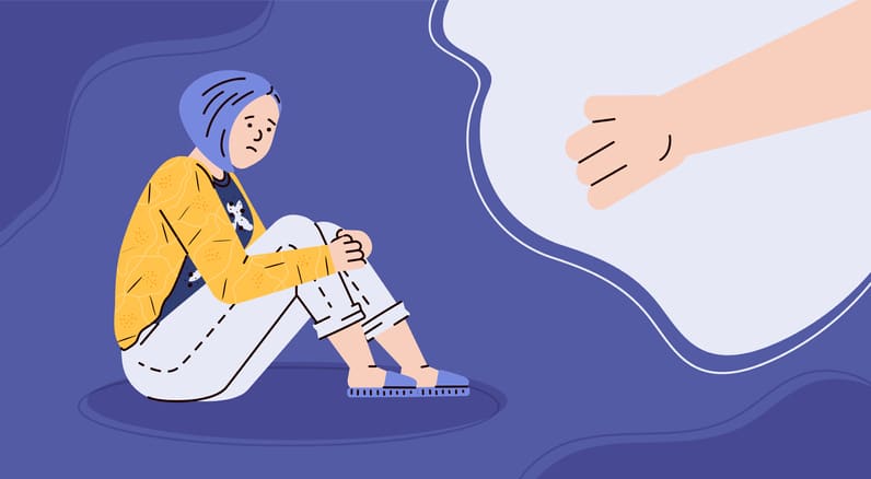 illustration of a lady with a helping hand